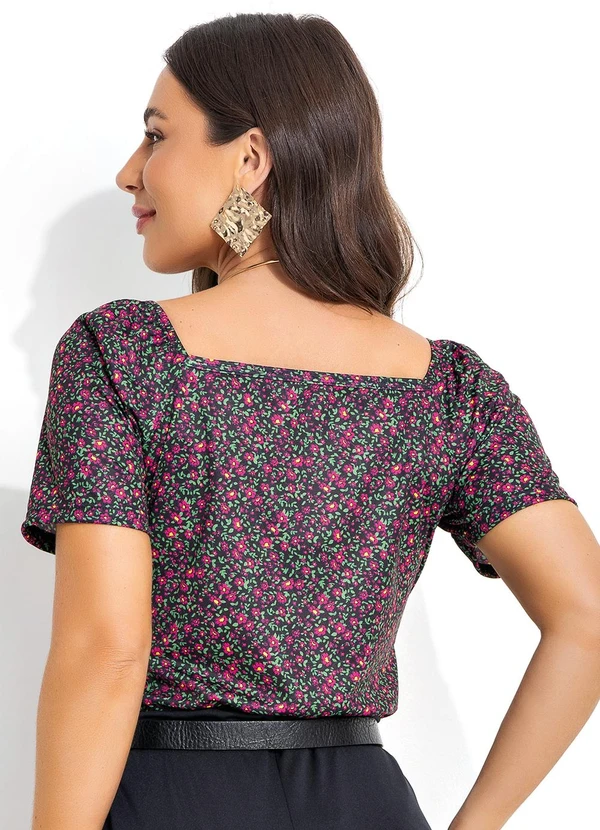Moda Pop - Blusa Floral Mini em Jersey Acetinado 2