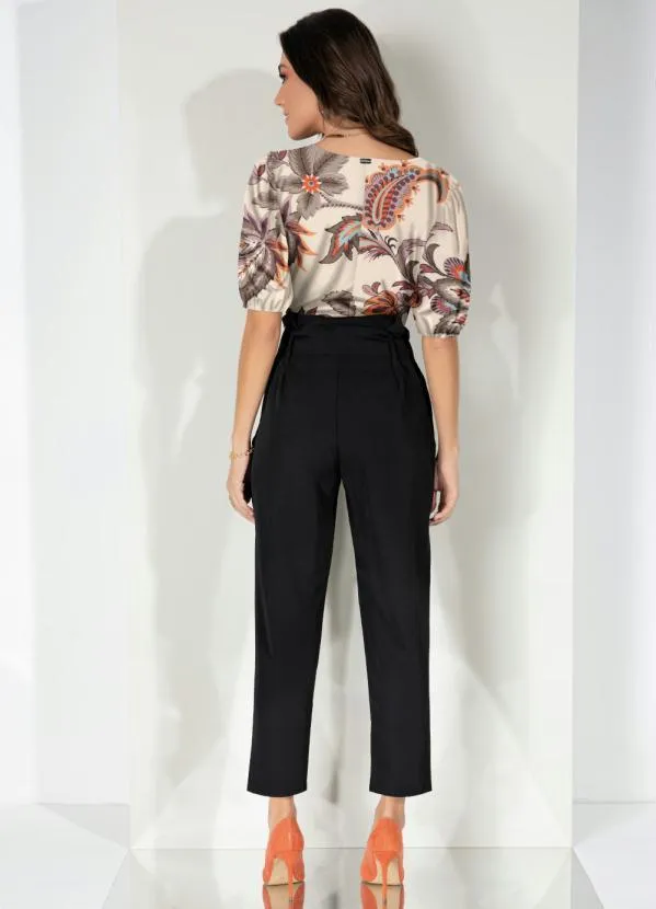 Quintess - Blusa Floral Off White com Mangas Bufantes 4