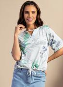 BLUSA (FLORAL VERDE) COM MANGAS 3/4