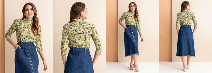 Blusa Floral Verde em Malha