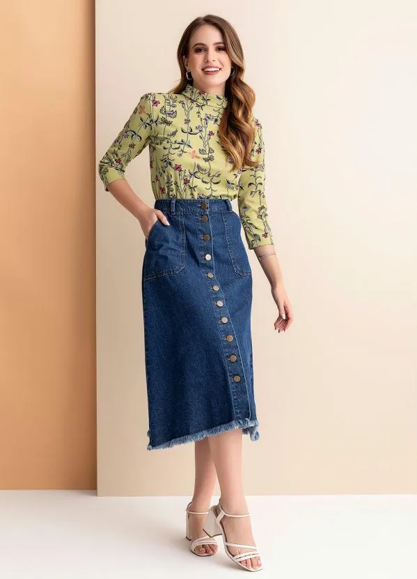 Rosalie - Blusa Floral Verde em Malha 3