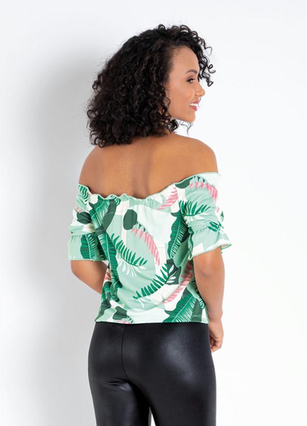 Queima Estoque - Blusa Folhagem com Frufru e Elástico no Decote 2