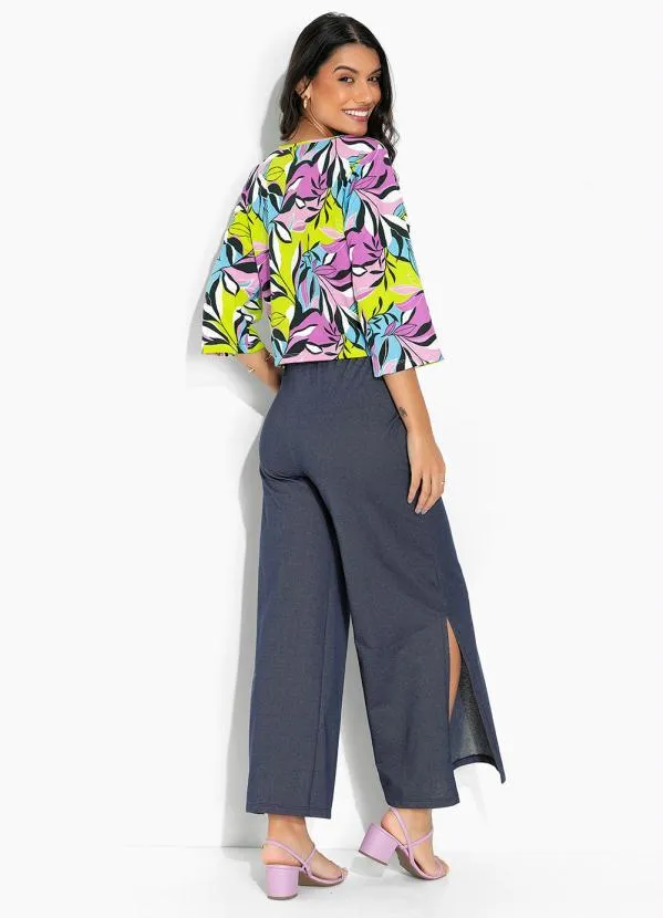 Moda Pop - Blusa Folhagem Verde com Amarração Frontal 5