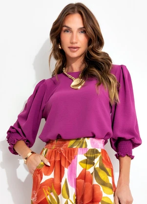 Quintess - Blusa Fúcsia em Crepe Plano - QUINTESS