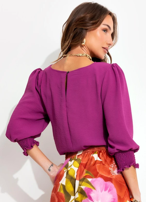 Quintess - Blusa Fúcsia em Crepe Plano 2