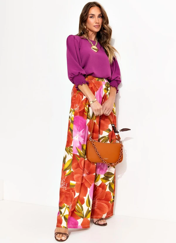 Quintess - Blusa Fúcsia em Crepe Plano 3