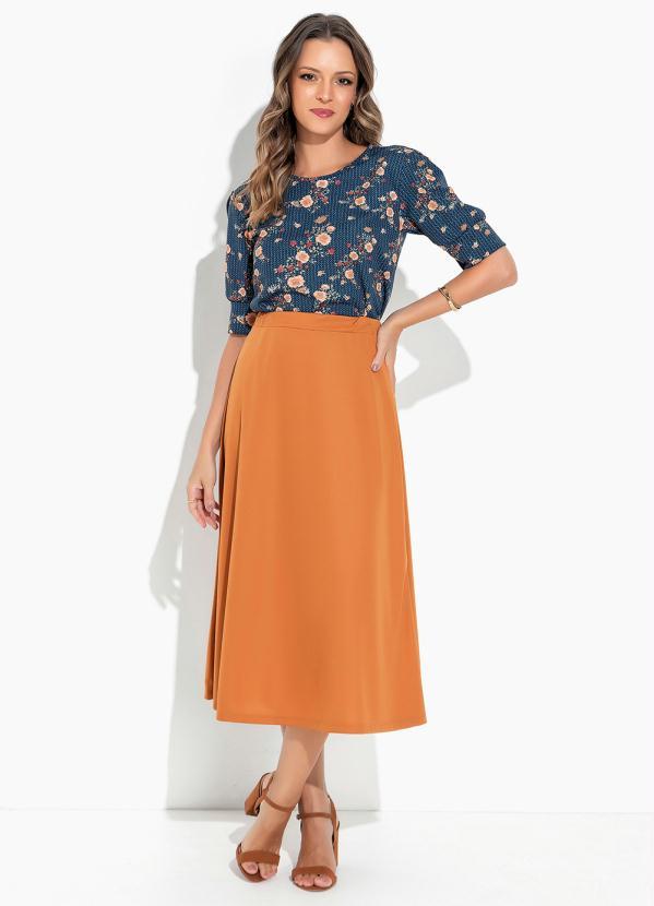 Rosalie - Blusa Geométrica Azul com Punho Moda Evangélica 3