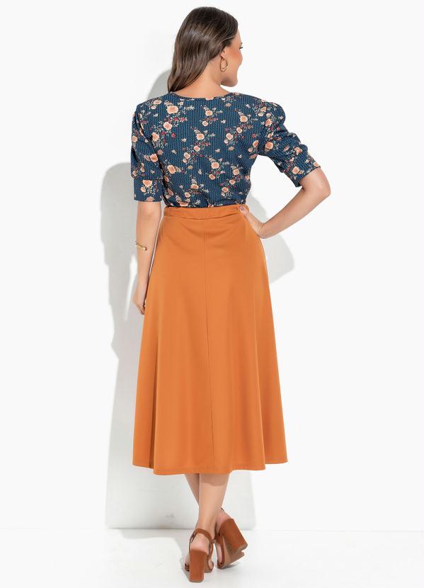 Rosalie - Blusa Geométrica Azul com Punho Moda Evangélica 4