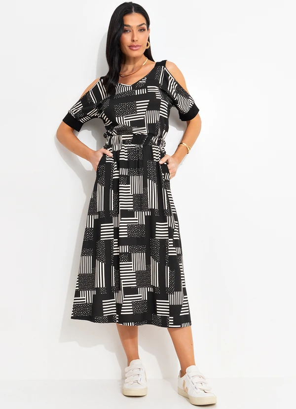 bonprix - Blusa Geométrico P&B em Malha de Viscose 3