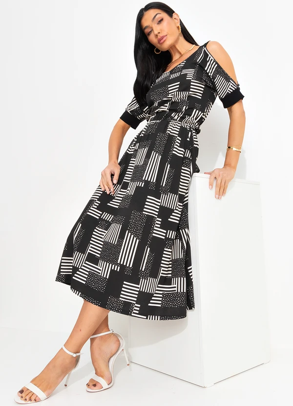 bonprix - Blusa Geométrico P&B em Malha de Viscose 5