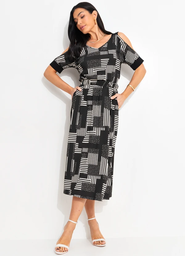 bonprix - Blusa Geométrico P&B em Malha de Viscose 6