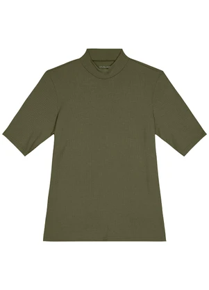 Malwee - Blusa Justa Canelada Verde Militar - MALWEE