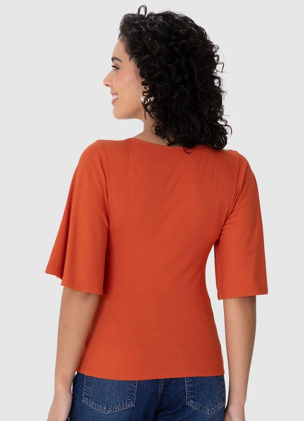 Malwee - Blusa Justa em Viscose Canelada Laranja 2