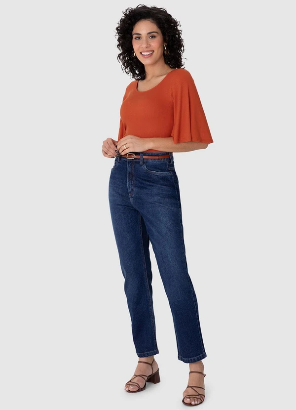 Malwee - Blusa Justa em Viscose Canelada Laranja 3