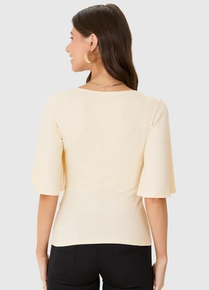 Malwee - Blusa Justa em Viscose Canelada Off White - MALWEE