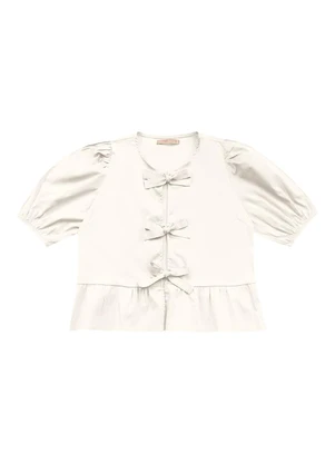 Angel - Blusa Lacos Tricoline Branco - ANGEL