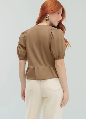 Angel - Blusa Lacos Tricoline Marrom - ANGEL
