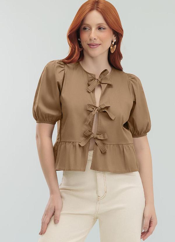 Angel - Blusa Lacos Tricoline Marrom