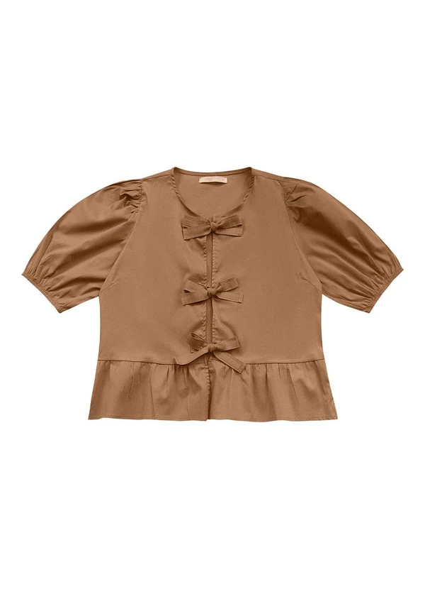 Angel - Blusa Lacos Tricoline Marrom 3