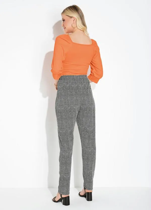 Moda Pop - Blusa Laranja com Manga Bufante 4