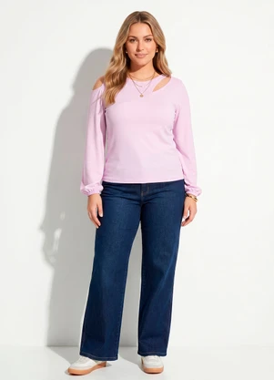Quintess - Blusa Lilás com Ombro Vazado - QUINTESS