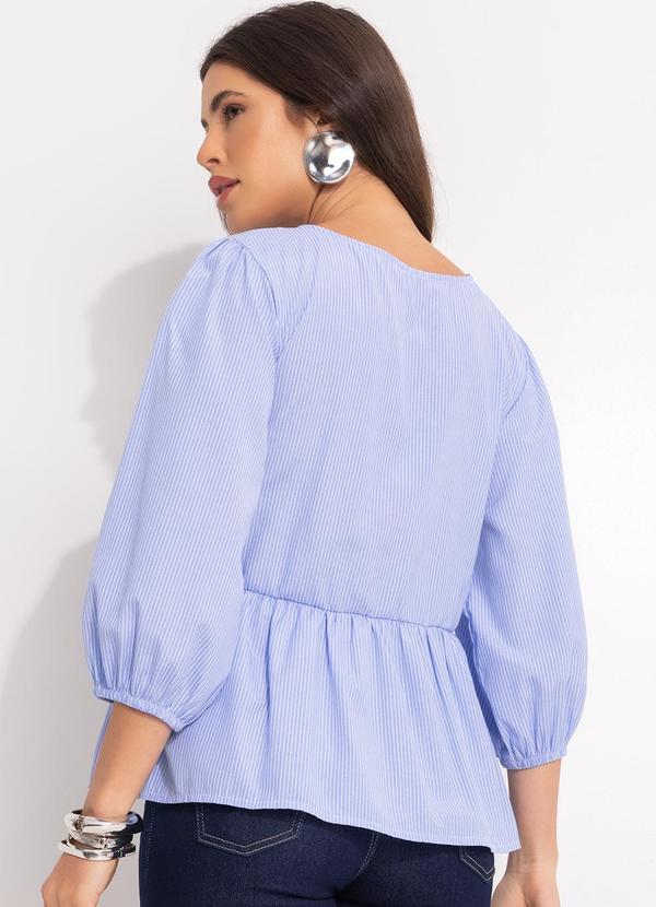 Quintess - Blusa Listrado Azul em Tricoline 2