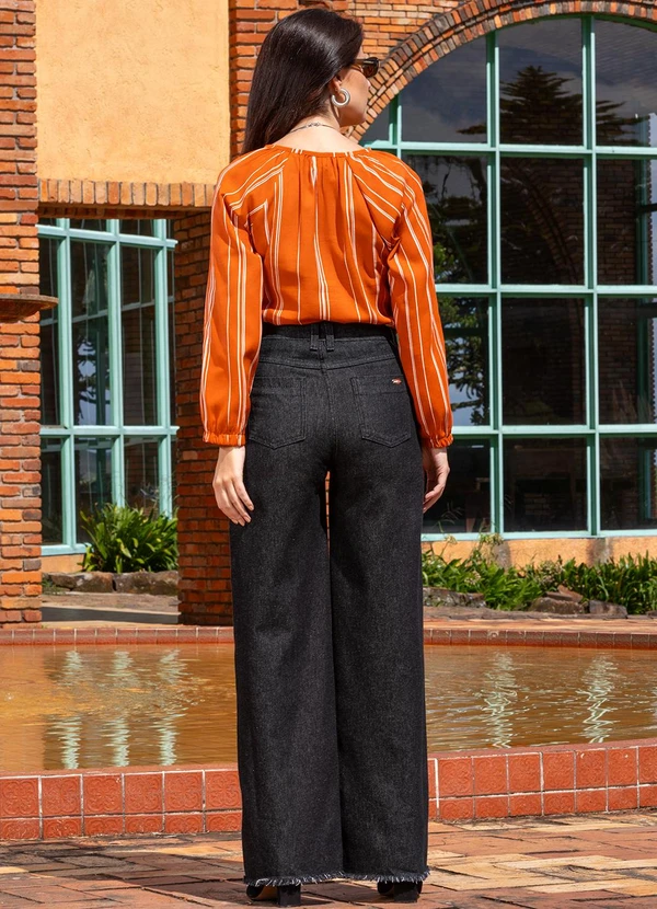 Quintess - Blusa Listrado Telha em Linho 4