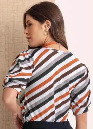 Moda Pop - Blusa Listras Color com Manga 3/4 - MODA POP