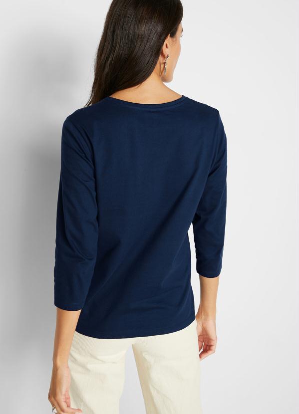 bonprix - Blusa Manga 3/4 Azul Marinho 2