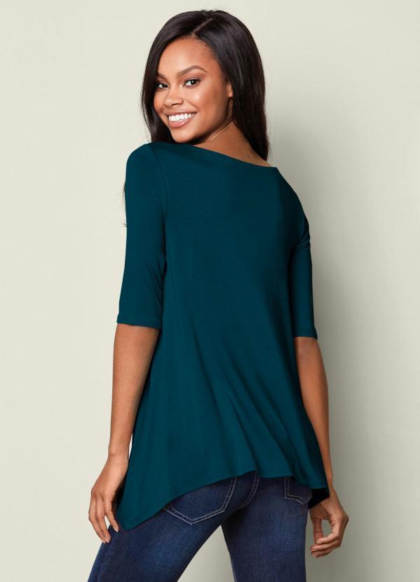 bonprix - Blusa Manga 3/4 com Pontas Laterais Azul 8