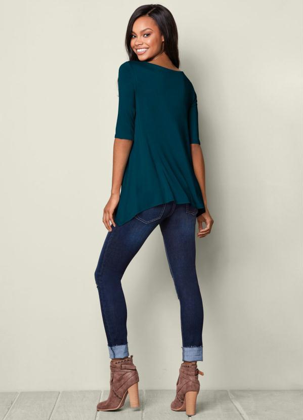 bonprix - Blusa Manga 3/4 com Pontas Laterais Azul 6