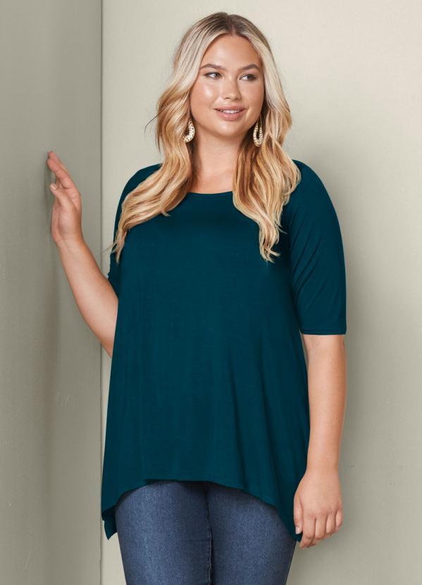 bonprix - Blusa Manga 3/4 com Pontas Laterais Azul 4