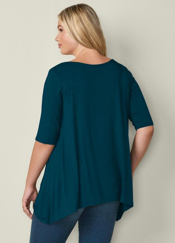 bonprix - Blusa Manga 3/4 com Pontas Laterais Azul 3