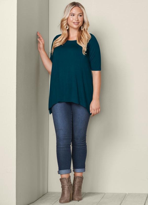 bonprix - Blusa Manga 3/4 com Pontas Laterais Azul 2