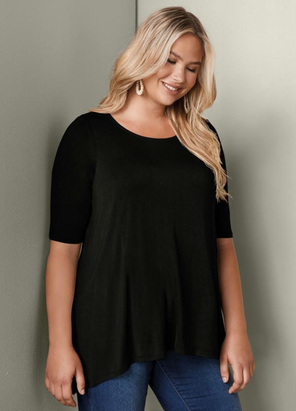 bonprix - Blusa Manga 3/4 com Pontas Laterais Preta 6