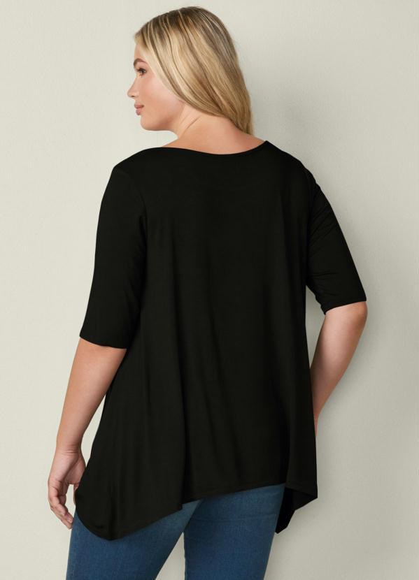 bonprix - Blusa Manga 3/4 com Pontas Laterais Preta 7