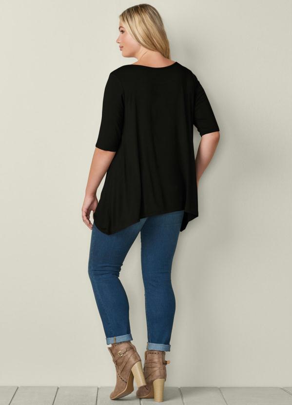 bonprix - Blusa Manga 3/4 com Pontas Laterais Preta 8