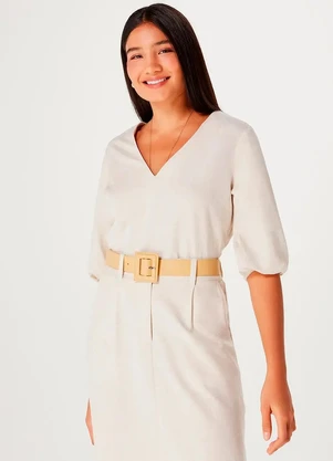 Hering - Blusa Manga 3/4 e Decote V Bege - HERING