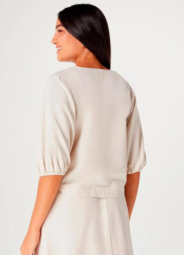 Hering - Blusa Manga 3/4 e Decote V Bege 2