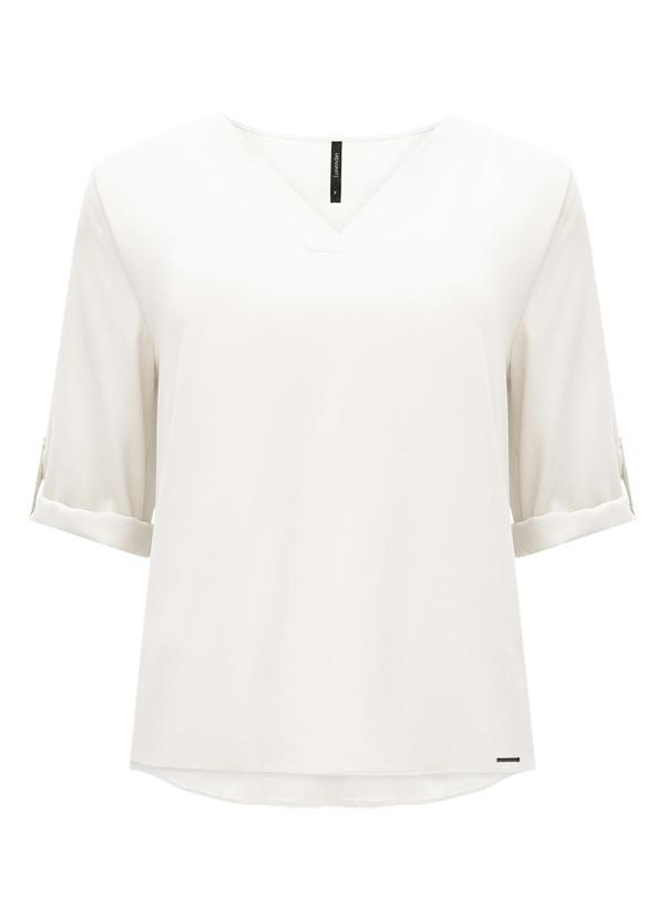 Lunender - Blusa Manga 3/4 Martingale Decote V Off White 1