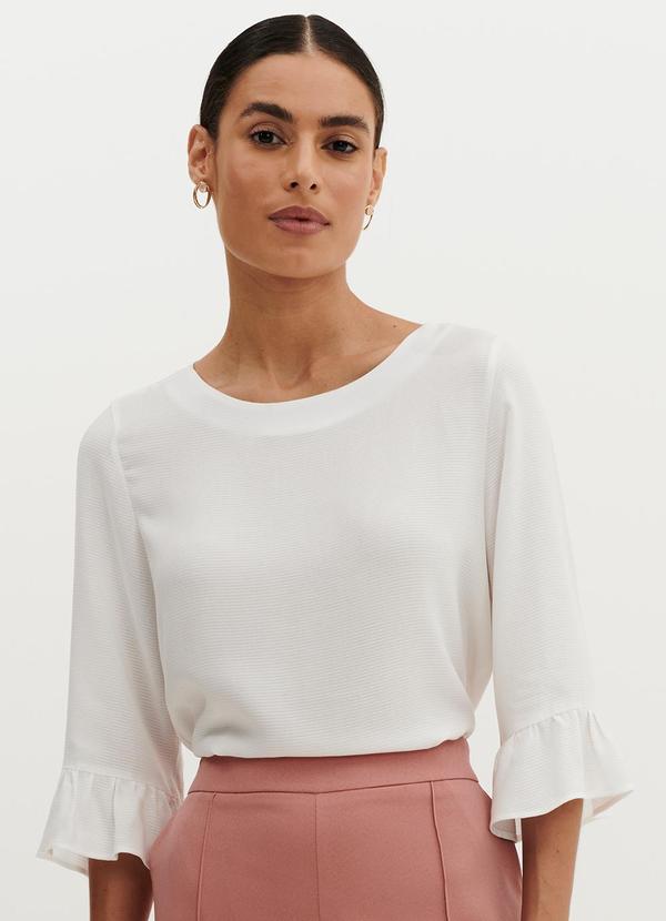 Principessa - Blusa Manga 3/4 Off White Indianara Bege