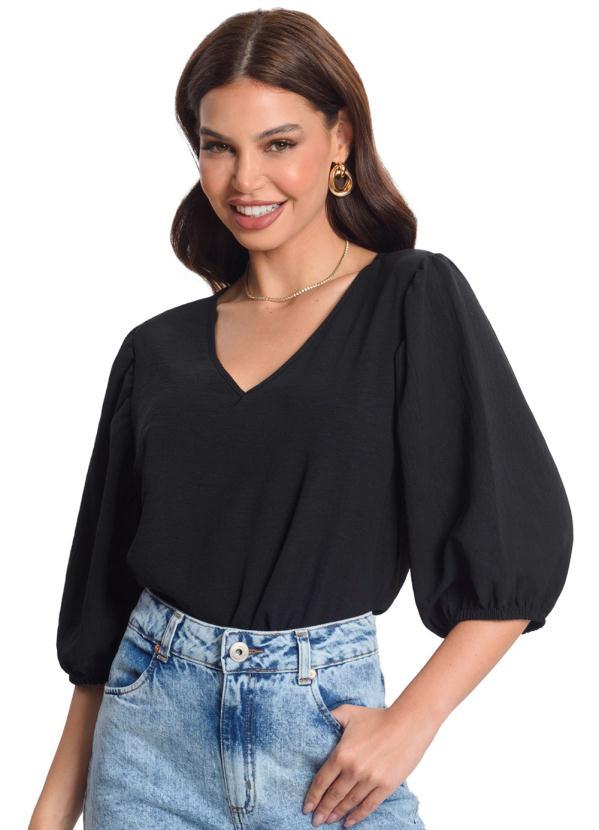 Rovitex - Blusa Manga 3/4 Preto