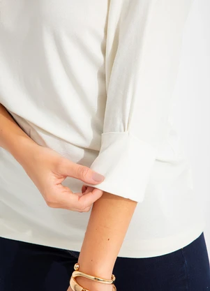 bonprix - Blusa Manga 7/8 Off White - BONPRIX