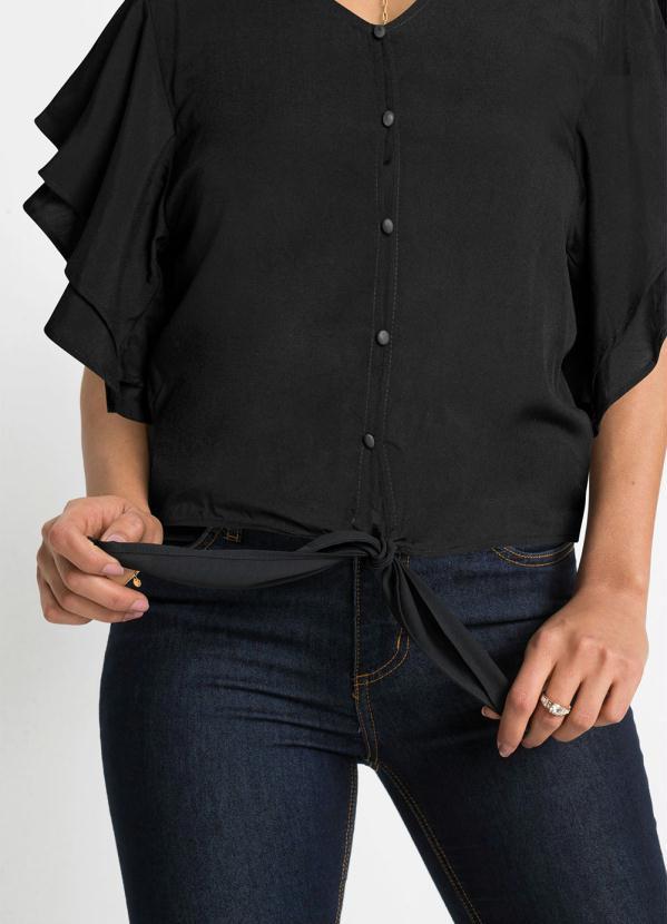 Outlet - Blusa Manga com Babados Preta 3