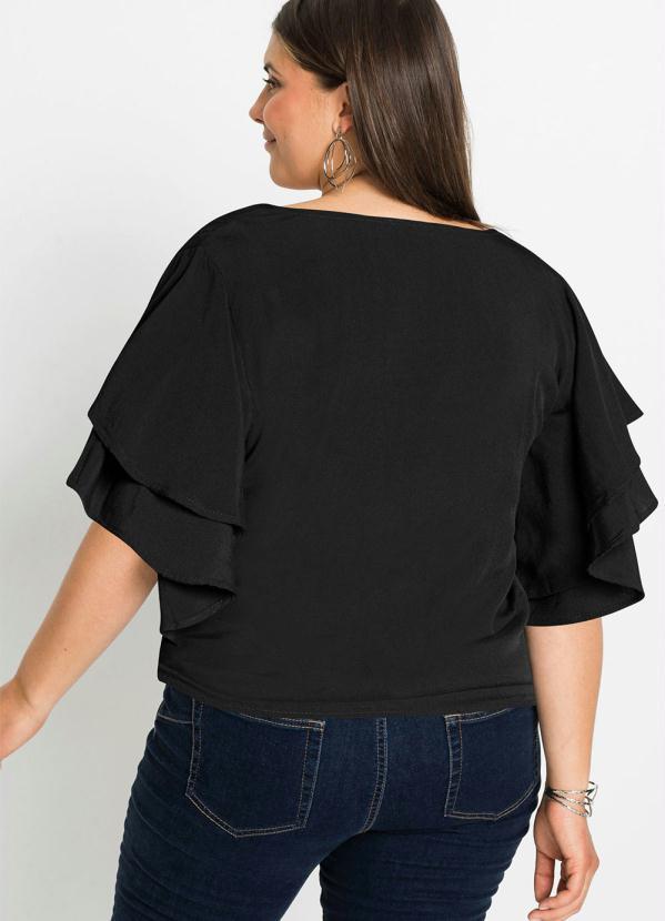 Outlet - Blusa Manga com Babados Preta 5