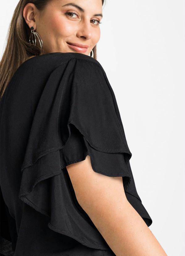 Outlet - Blusa Manga com Babados Preta 6