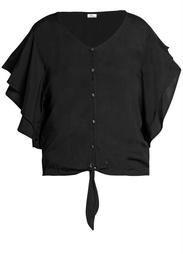 Outlet - Blusa Manga com Babados Preta 7