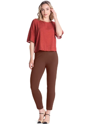 Outlet - Blusa Manga Curta Ampla Feminino Vermelho - OUTLET