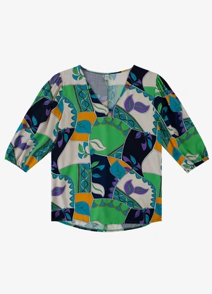 Infinita Cor - Blusa Manga Curta Verde - INFINITA COR