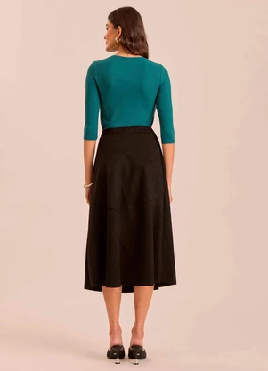 Doce Trama - Blusa Mangas 3/4 Soft Garden em Viscose Verde - DOCE TRAMA